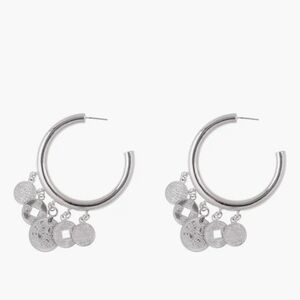 Coin Drop Hoop Earrings Silver-Tone Zaxie by Stefaine Taylor
